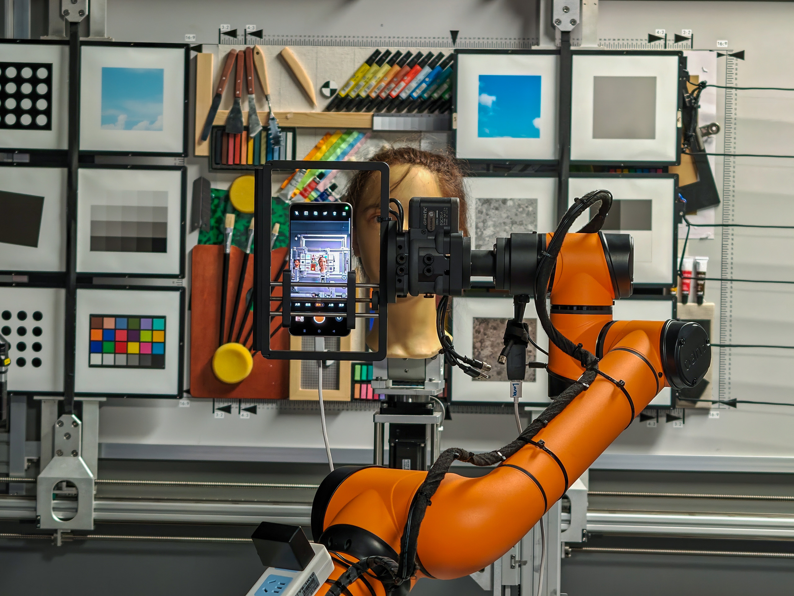 Portrait mode testing on the Find X8 Ultra at the imaging lab in Oppo's new Binhai Bay campus in Shenzhen, China