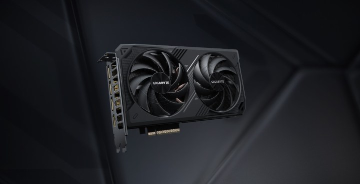 The Gigabyte RTX 5060 Ti Windforce graphics card in black
