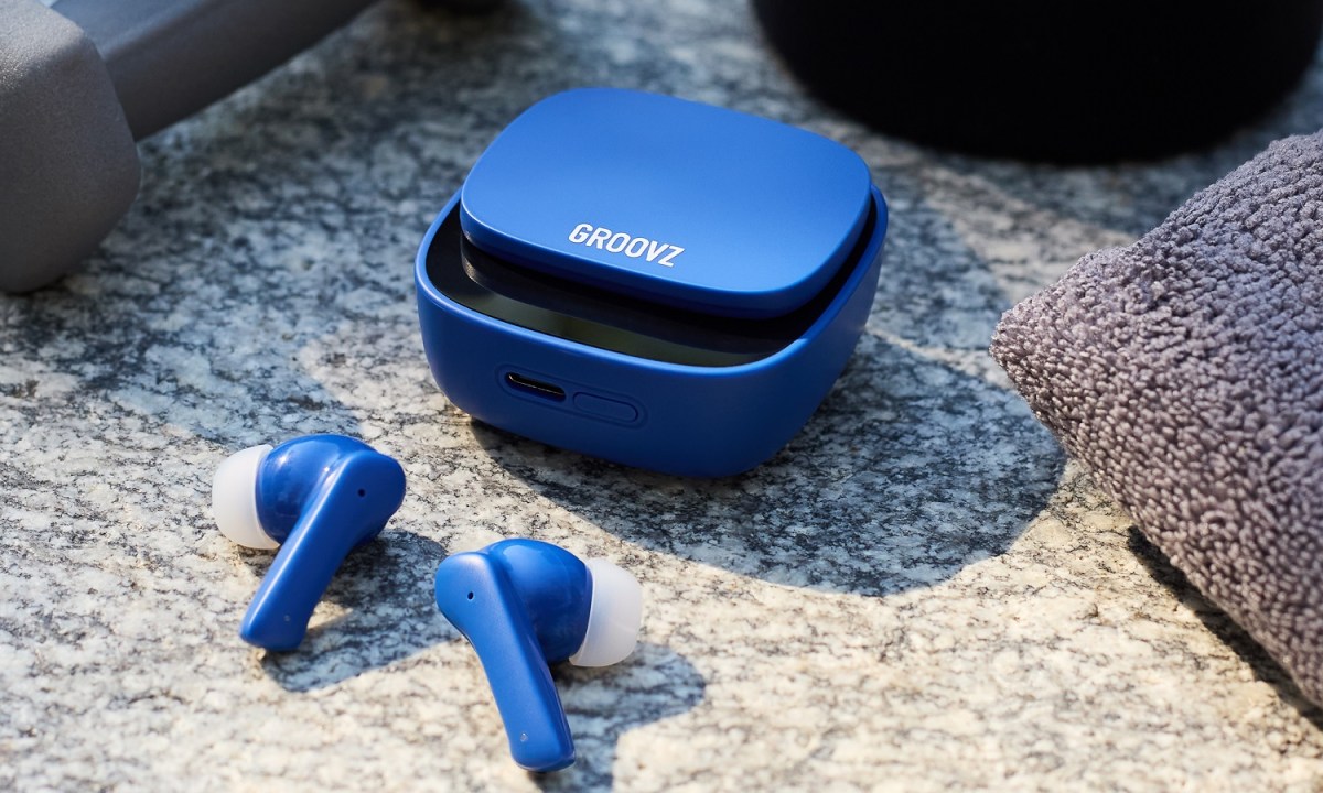 The Groovz True Wireless Earbuds outdoors.