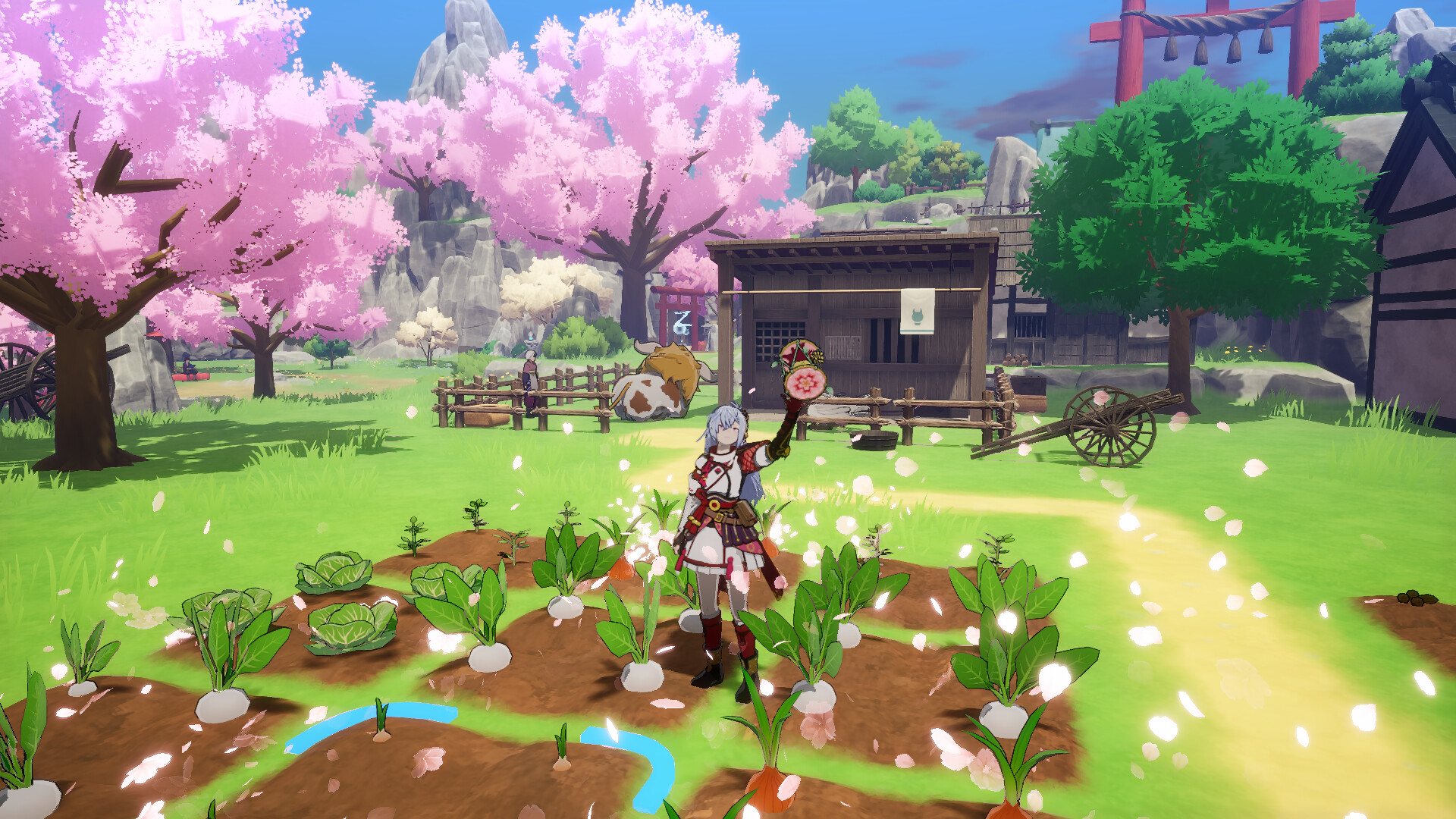 A farmer stands in a field in Rune Factory: Guardians of Azuma.