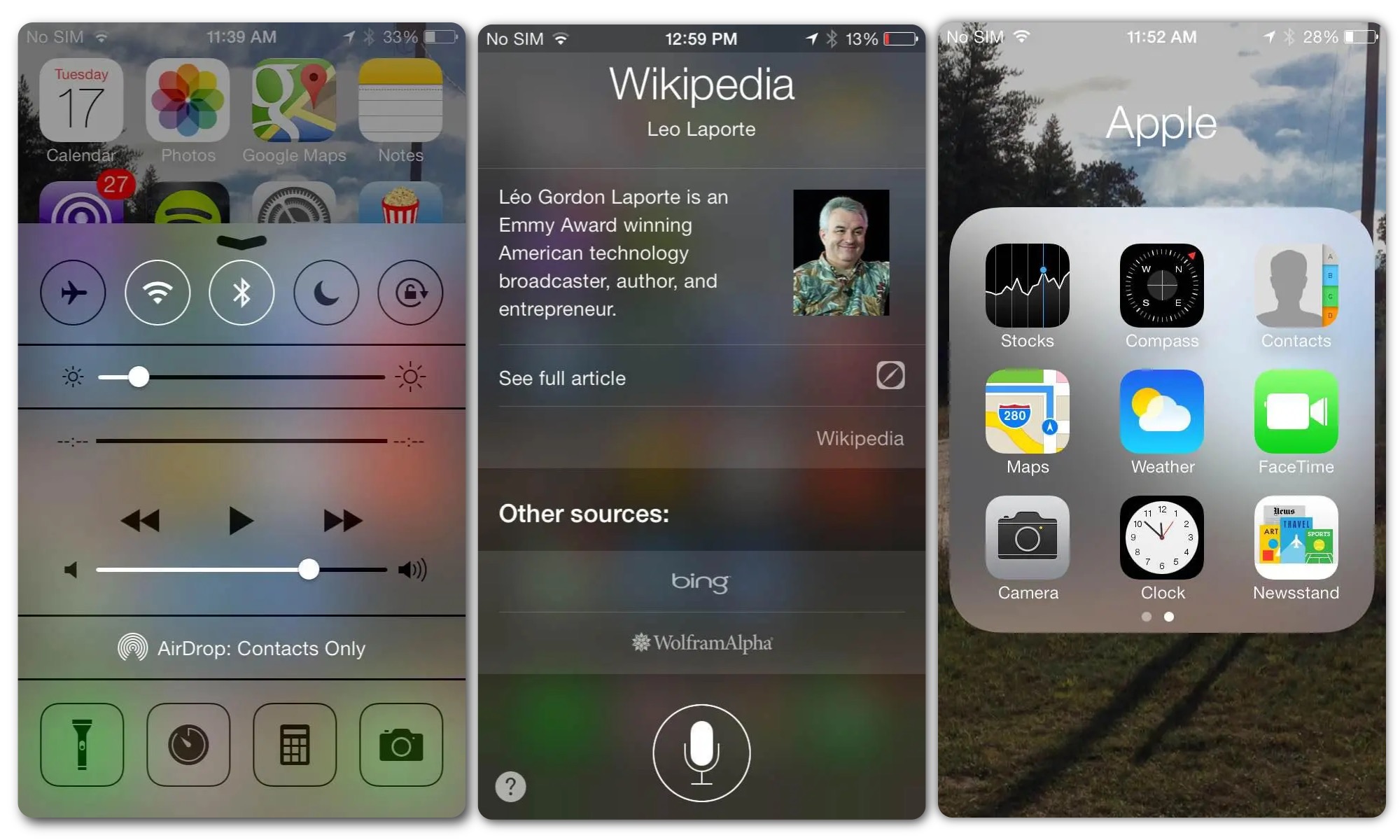 Transparent design of iOS 7.